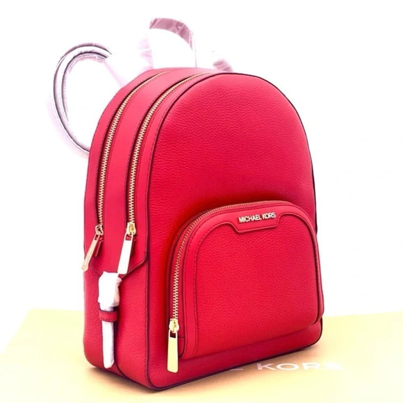 Michael Kors Jaycee Medium Backpack Red/Gold (NWT) - Picture 1 of 7